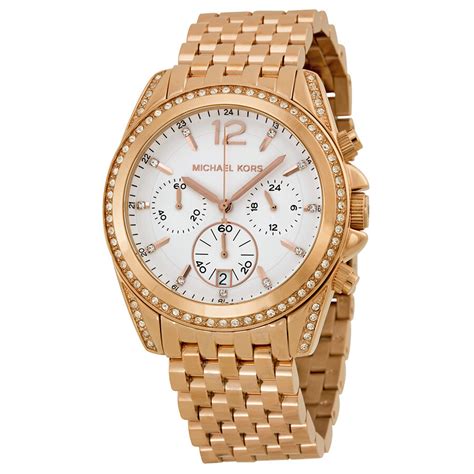 Michael Kors Pressley Chronograph White Dial Rose Gold